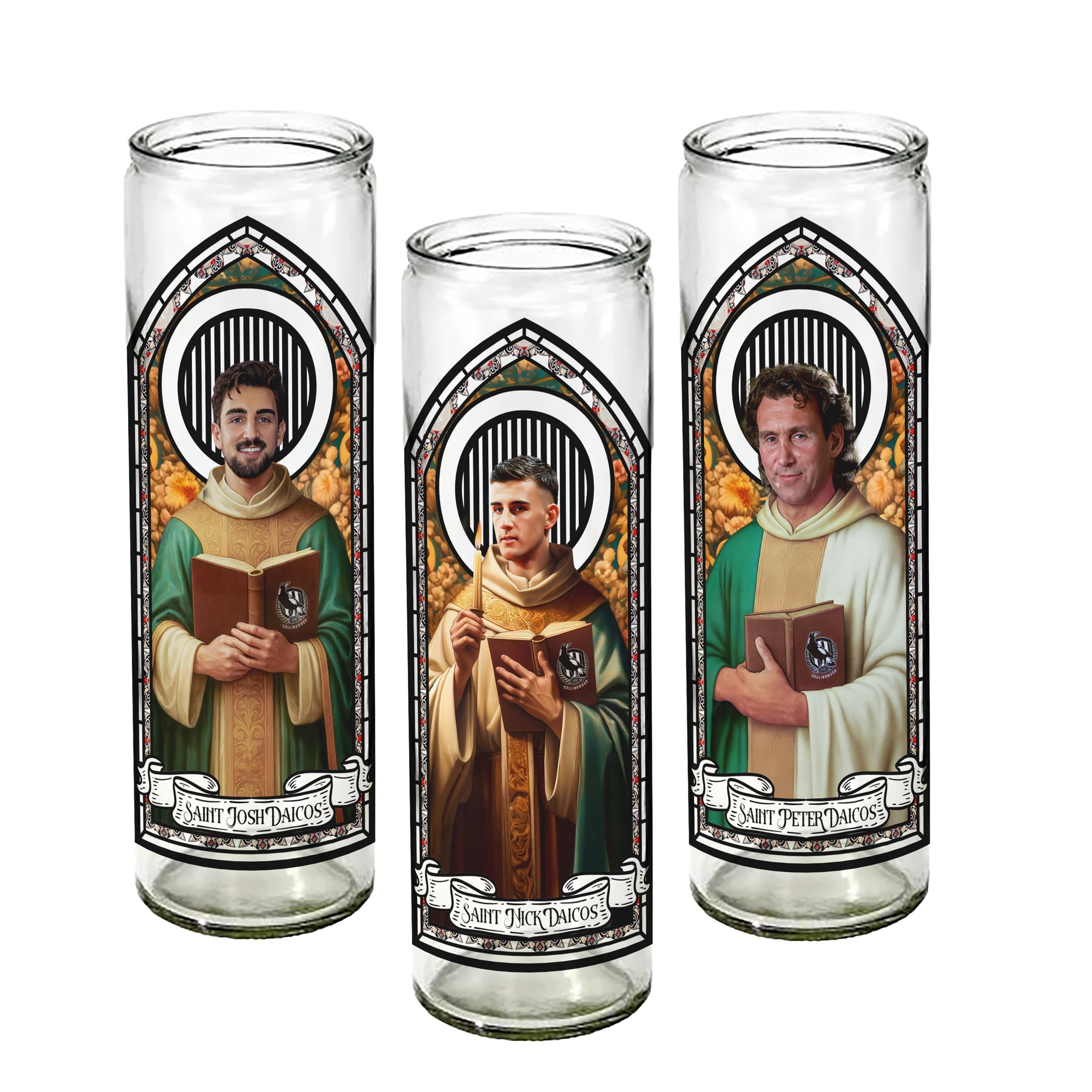 Saint Daicos Trio Ceremonial Candle Pack (Nick, Josh & Peter Daicos – Collingwood Football Club)